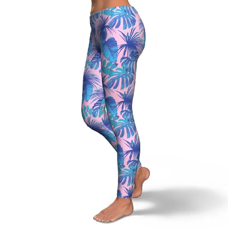 Tropical Floral Hawaiian Palm Leaves Pattern Print Pattern Women Leggings