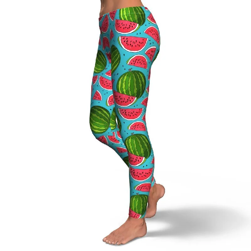 Watermelon Piece Blue Pattern Print Pattern Women Leggings